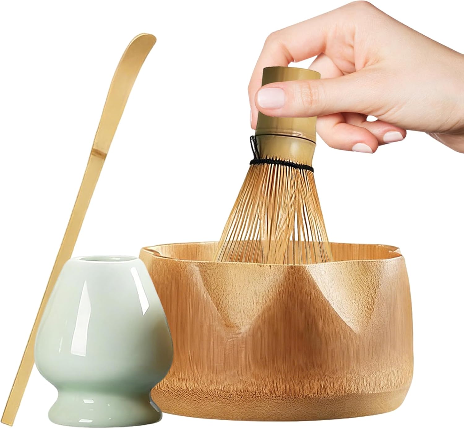 抹茶点てキット,4点セット 日本茶道具,抹茶点て道具 | 女性向け 家庭用茶道 朝食 コーヒー ラテ ミルク用