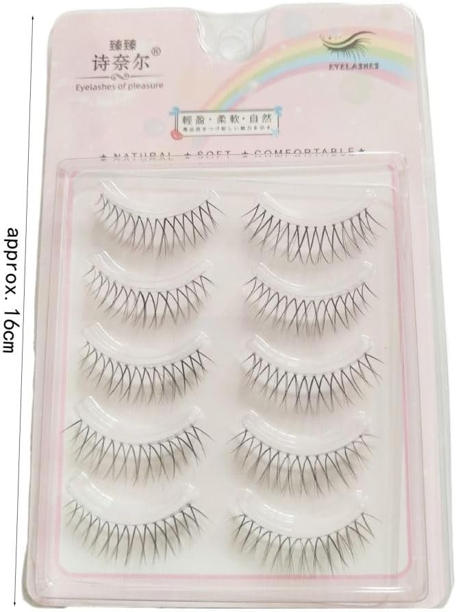 5 Pairs Natural Extra Fine V Shaped False Eyelashes Big Eye Effect Eye Makeup Eyelash Extensions Thin Long False Eyelashes
