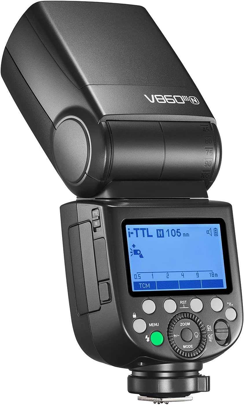 GODOX V860III-N Camera Flash, NIKON Compatible, Built-In 2.4G, 1/8000s, TTL HSS High Speed Sync, Rechargeable, Brightness Adjustable, Nikon Digital SLR Cameras