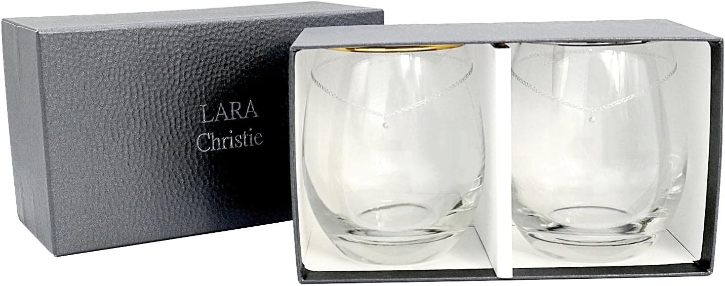 LARA Christie lh-84-0001p Glass Pair Platinum, Gold Rimmed Tumbler