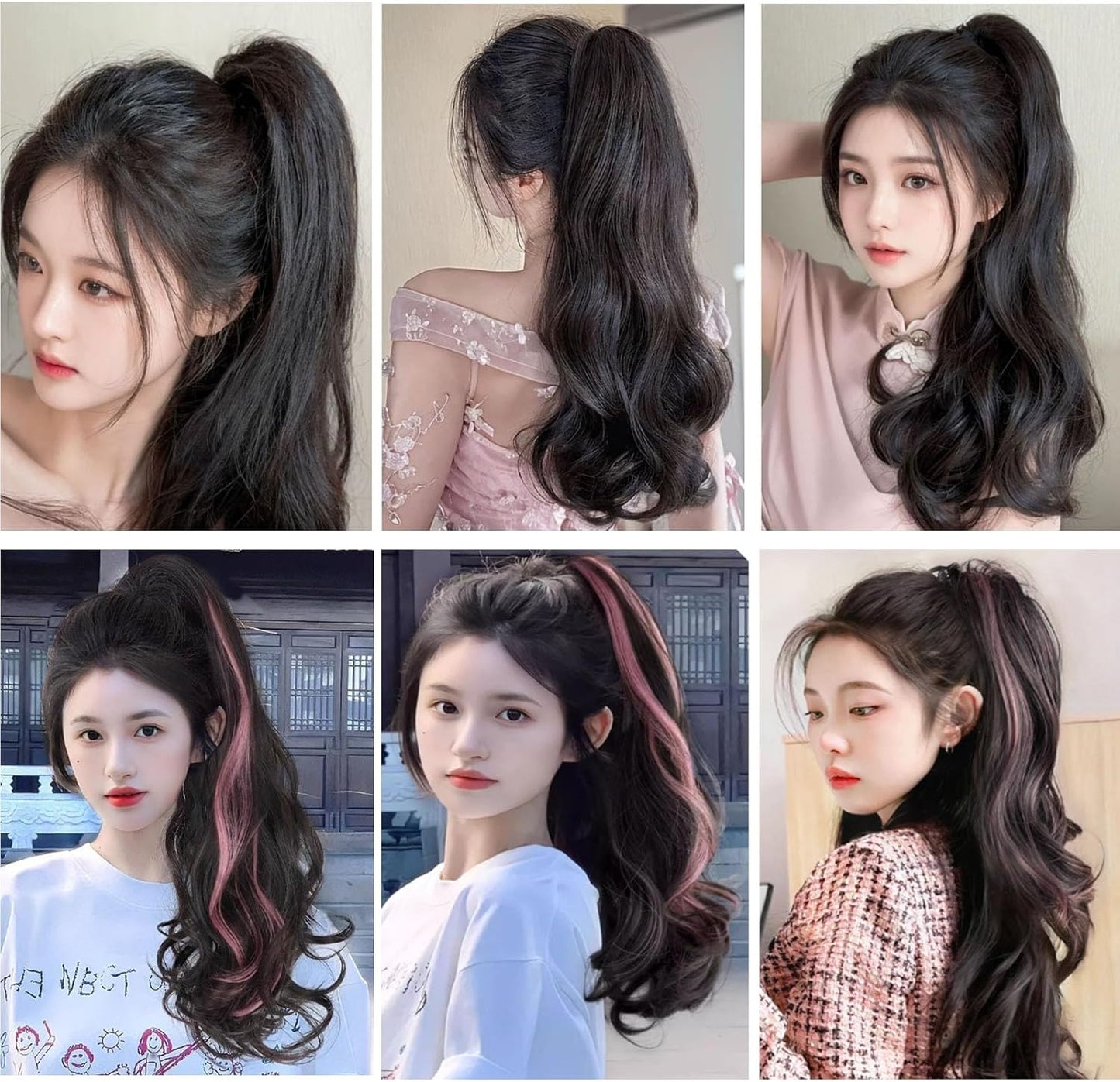 ポニーテールウ 巻き髪 45cm ィッグ つけ毛 ウィッグ レディース ポニーテールエクステ ポニーテール クリップ 付け髪 ロング 付け毛 人工毛 ファクション エクステ ウェーブ 原宿系 簡単装着 舞台用 学園祭 仮装 小物 日常 デート ライ クリスマス プレゼント 取り付け簡単 (ブラックブラウン+ブルー)