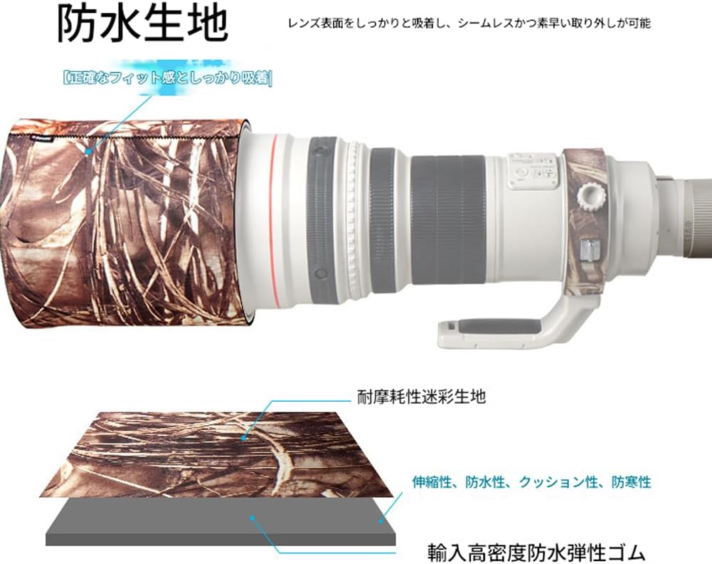 Amecke ジャングル迷彩 防水レンズコート SIGMA 150-600mm F5-6.3 DG DN OS Sports用 防雨レンズ保護カバー Version IV (⌀95cm)