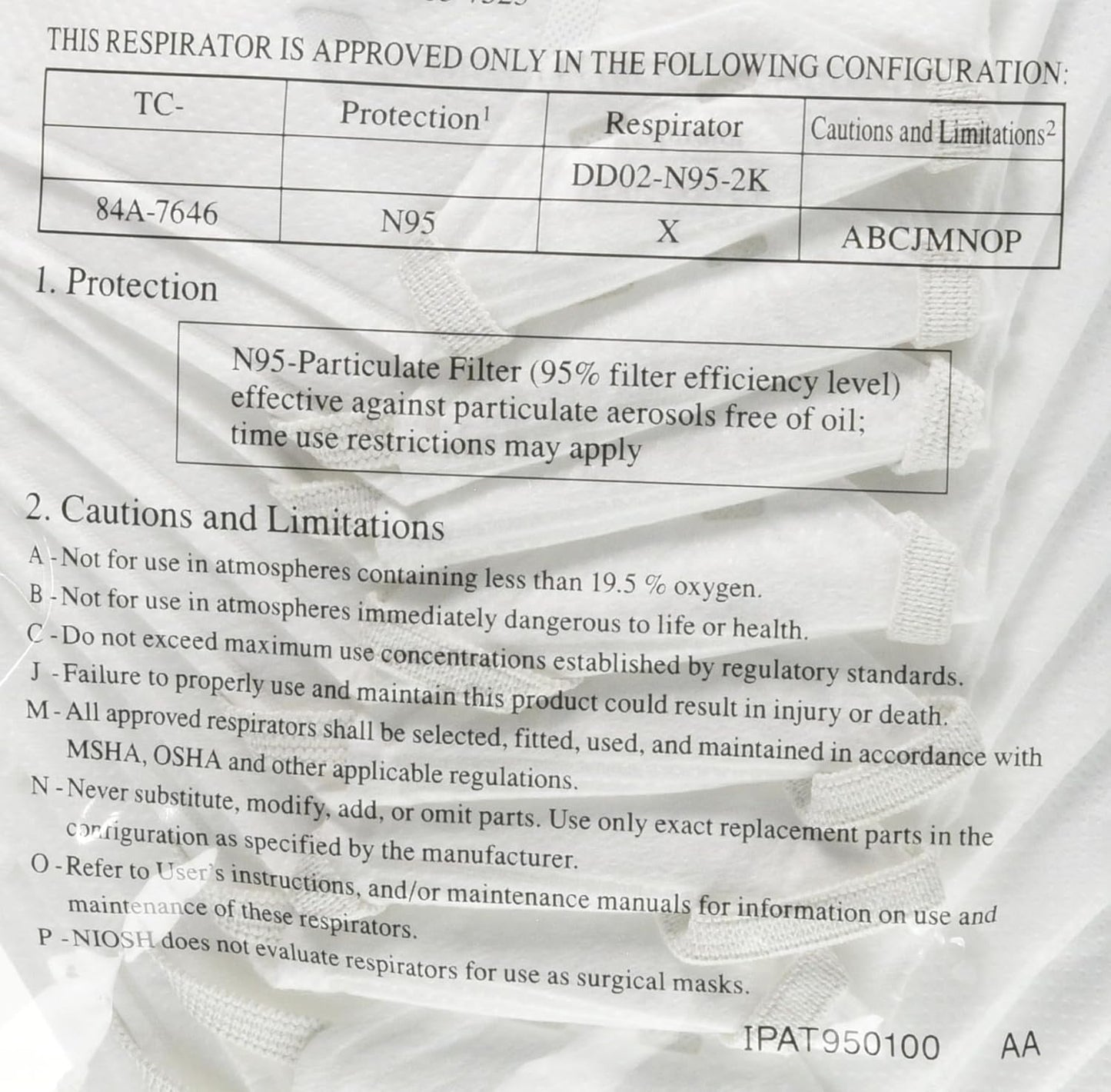 Shigematsu Seisakusyo DD02-N95-2K Disposable N95 Mask, Bi-fold, Made in Japan, White