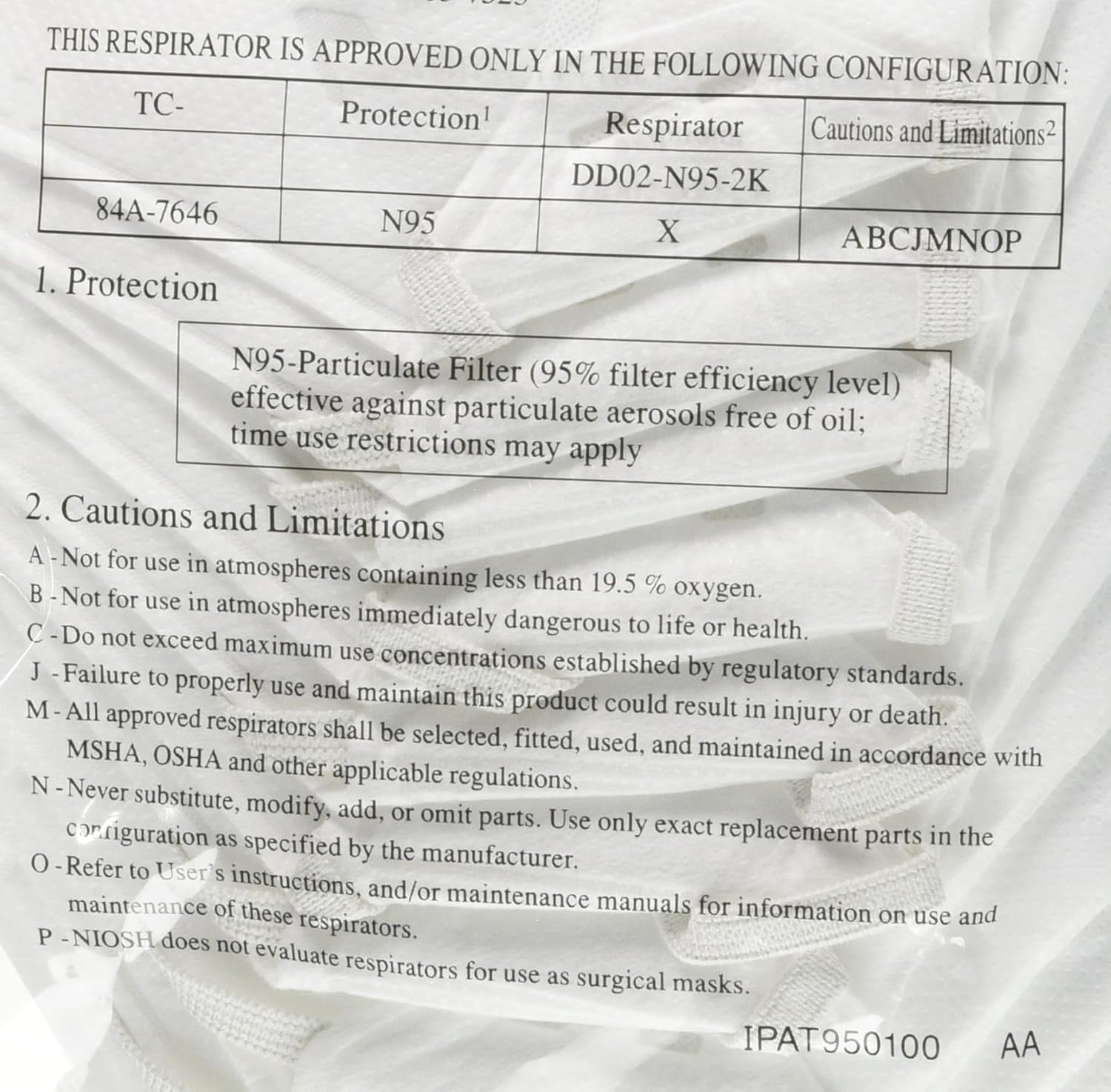 Shigematsu Seisakusyo DD02-N95-2K Disposable N95 Mask, Bi-fold, Made in Japan, White