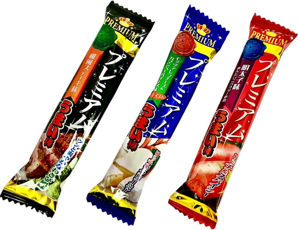 【Premium】Premium Umaibo Only, Total 30 Sticks, Treasure Box Assorted Set, Yaokin/Japanese Steak Flavor/Mozzarella Cheese & Camembert Cheese Flavor/Mentai Flavor, Individually Wrapped Snacks, Gift