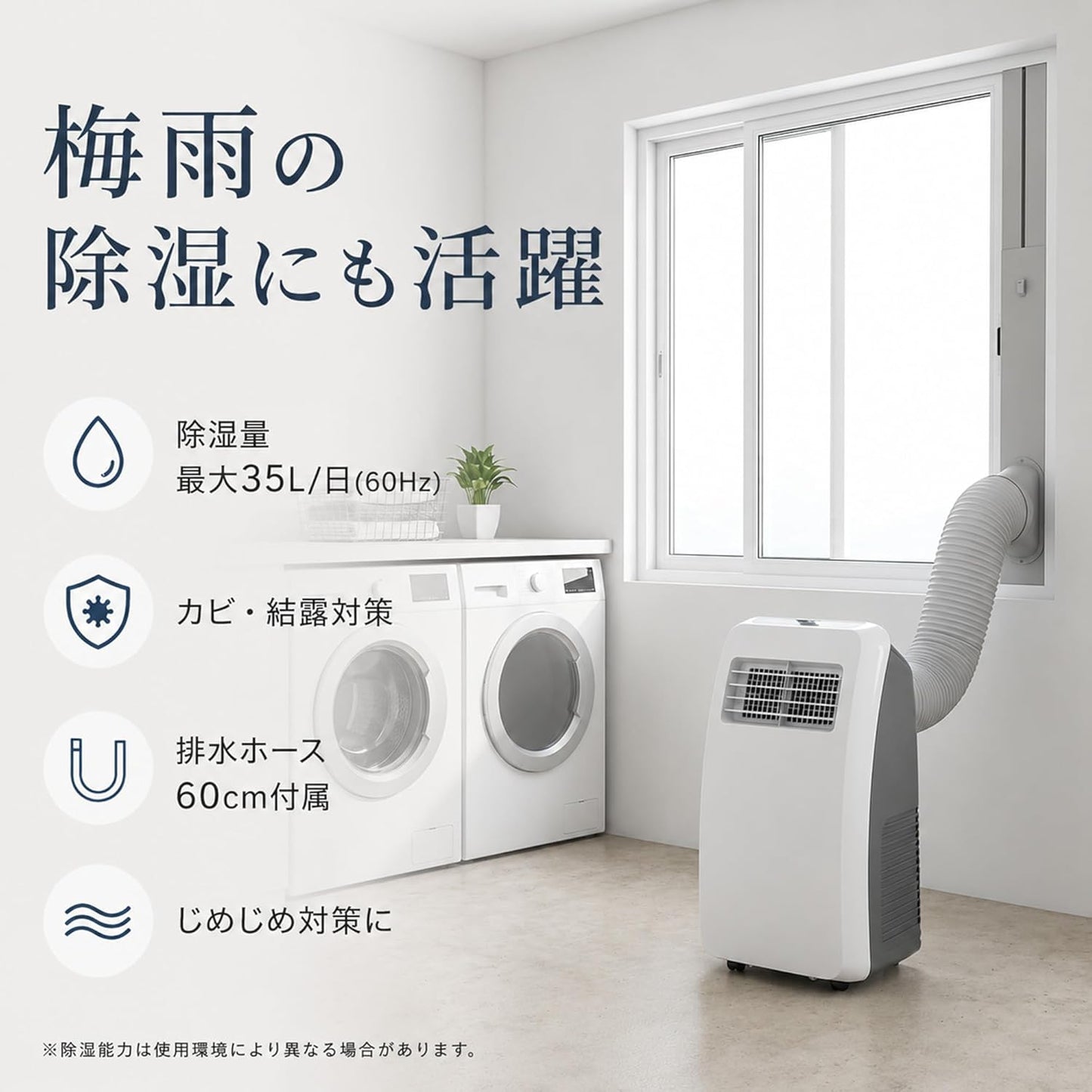 Spot Cooler, Home Use, Spot Air Conditioner: No Construction Required, Rental, 3 Modes, 2.6 kW, Compatible with 12 - 15 tatami mats, Mobile Air Conditioner, Window Panel, For Air