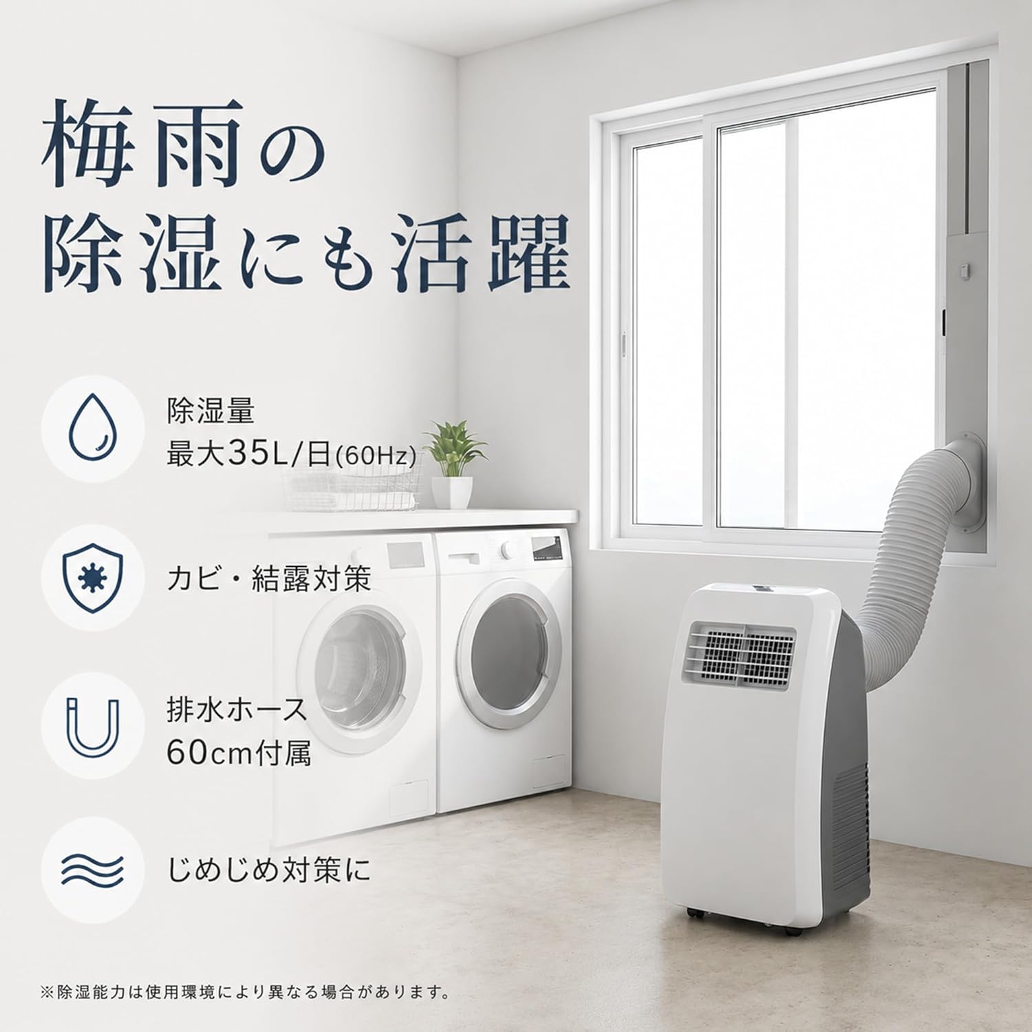 Spot Cooler, Home Use, Spot Air Conditioner: No Construction Required, Rental, 3 Modes, 2.6 kW, Compatible with 12 - 15 tatami mats, Mobile Air Conditioner, Window Panel, For Air