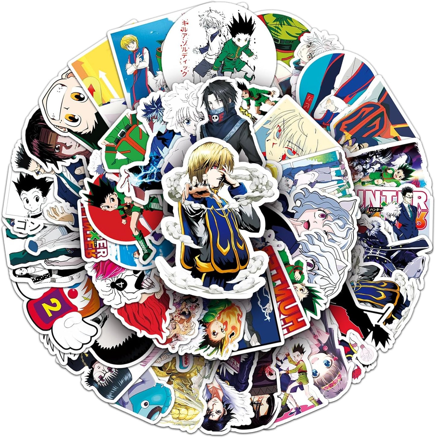 50 Piece Hunter x Hunter Sticker Collection Sticker Set Anime Cartoon Stickers Cute Notebook Stickers for Children Waterproof PVC Stickers Character Goods Surroundings Popular Picture Pasting Gift DIY