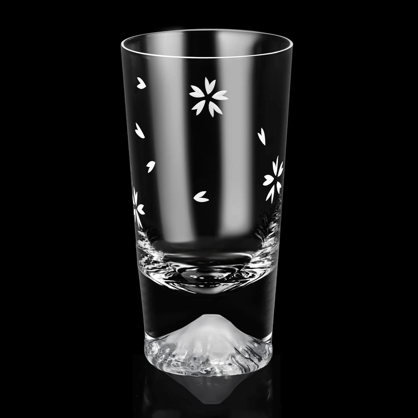 Mount Fuji Glass Sakura Cut Tumbler Pair Set 240cc Easy to Hold High-Quality Artisan Handcrafted Kiri Box Included Rock Glass Beer Highball Glass Stylish Celebration Wedding Anniversary Retirement