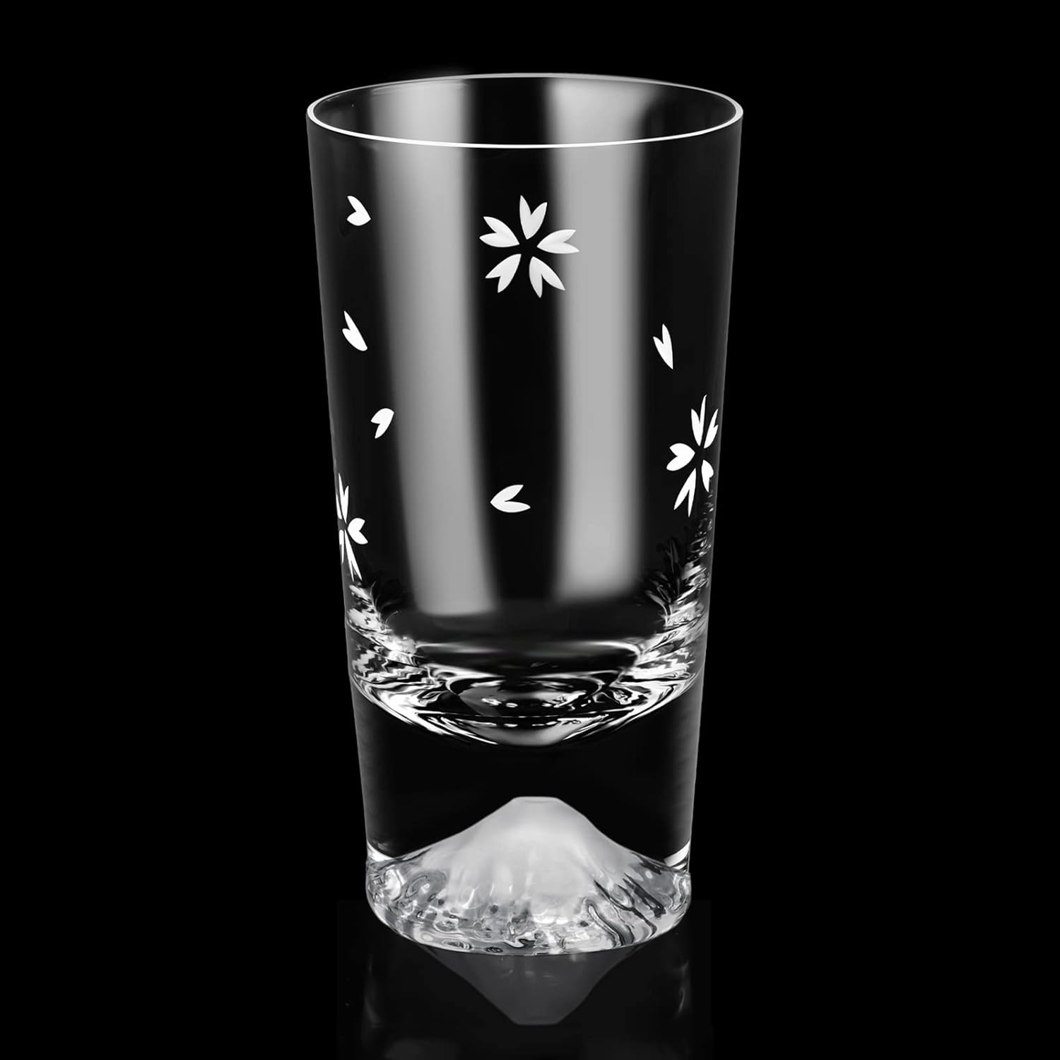 Mount Fuji Glass Sakura Cut Tumbler Pair Set 240cc Easy to Hold High-Quality Artisan Handcrafted Kiri Box Included Rock Glass Beer Highball Glass Stylish Celebration Wedding Anniversary Retirement