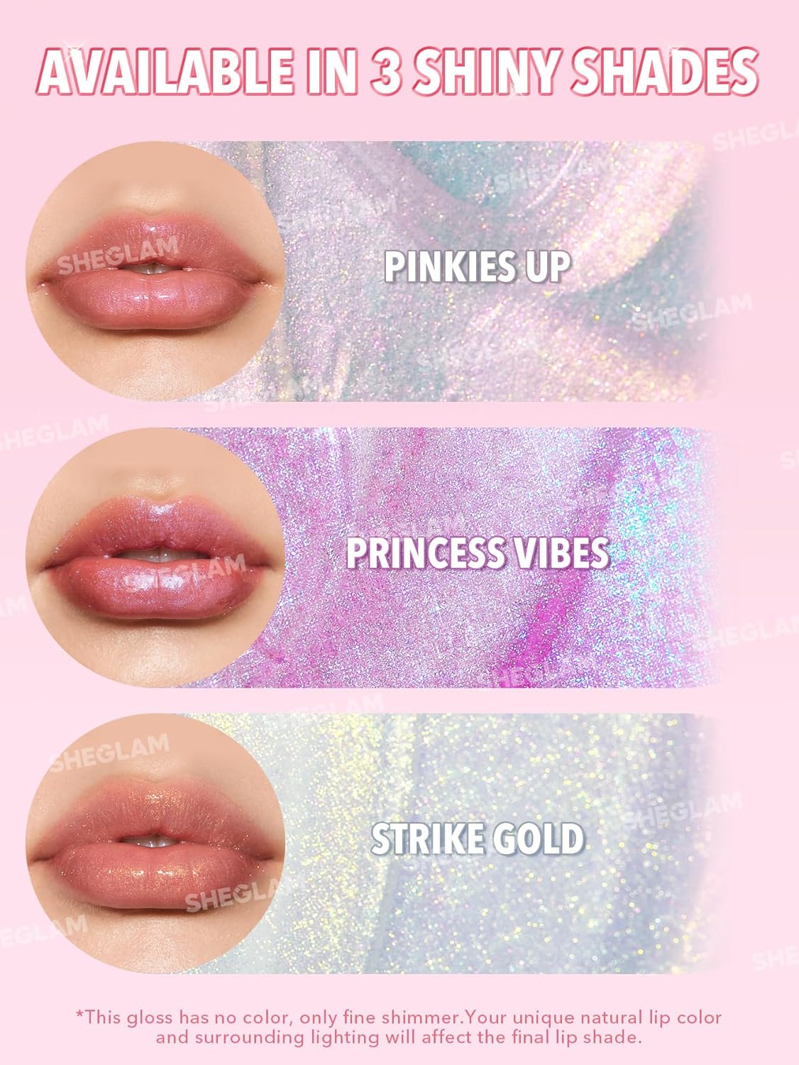 SHEGLAM Jelly Wow Hydrating Lip Oil, Ultra Glossy, Non-Sticky, Moisturizing, Lip Line Care - Princess Vibes