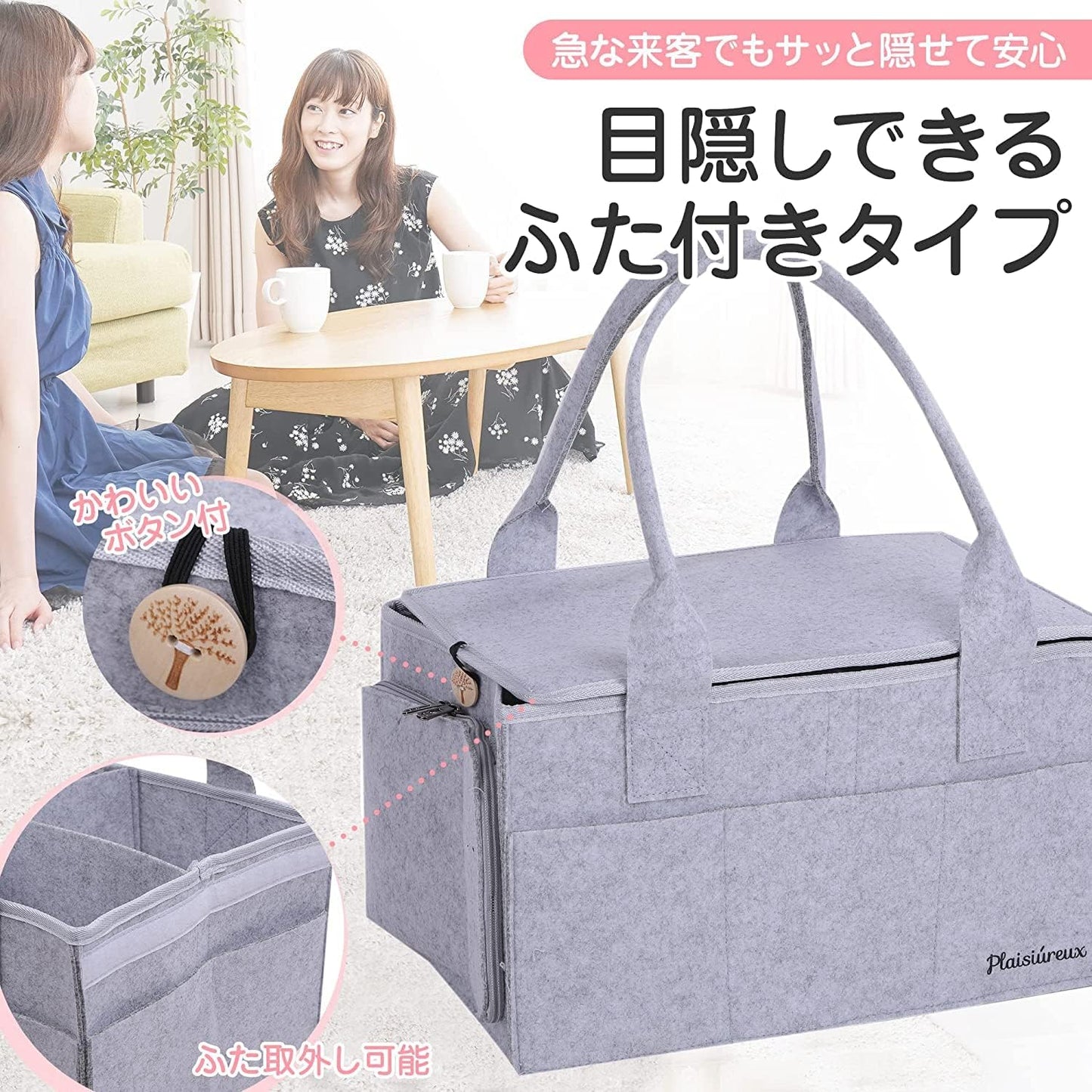 Plaisiureux Diaper Stocker, Diaper Stocker, Storage Bag, Baby Supplies, Wiping Case, Newborn, Baby, With Lid, Dark Black