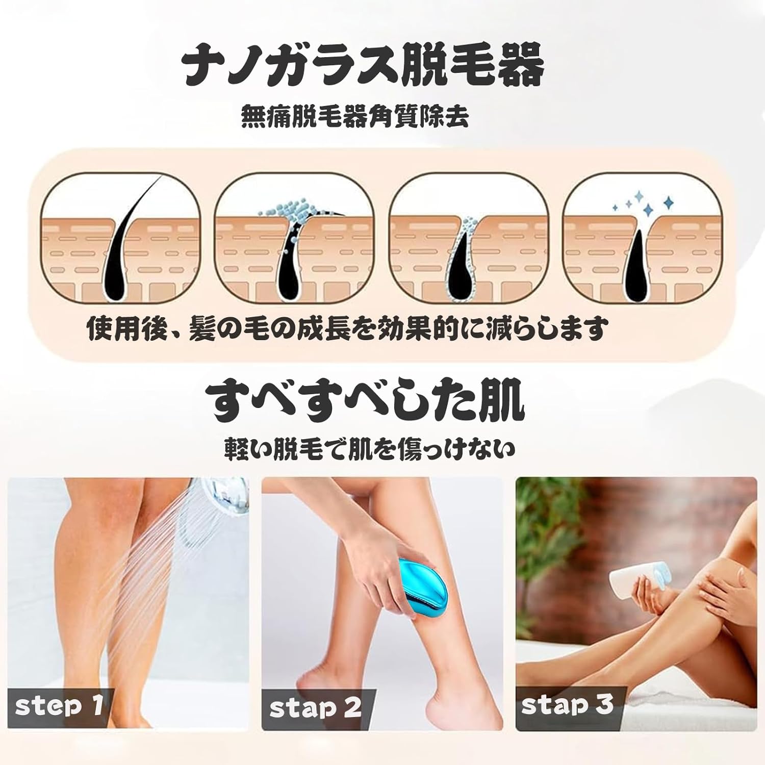 (2025 Release) Hair Removal Device, Painless Hair Removal Device, Just Rub, Newest Hair Removal Device, Exfoliation, Nano Glass, Physical Hair Removal, Unisex, Glass Remover, Palm Size, Lightweight