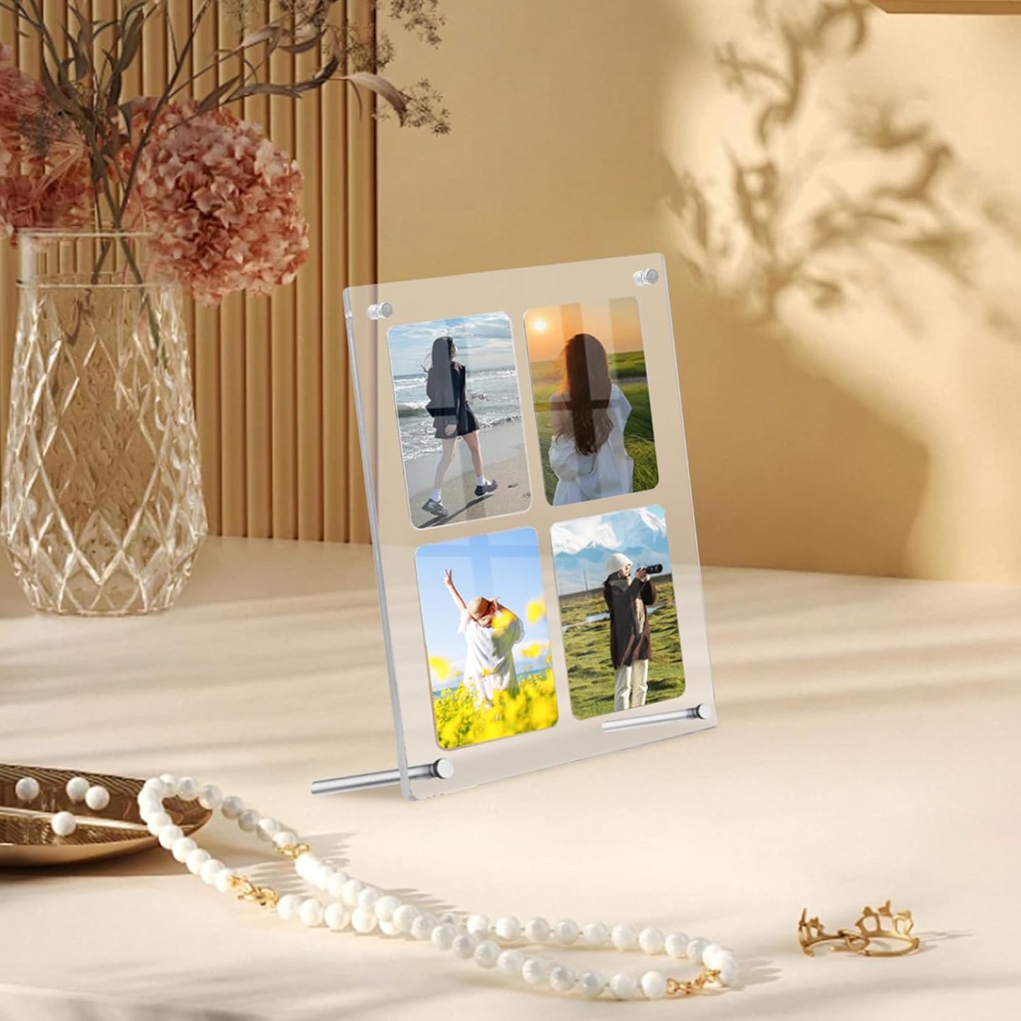 Feiangel Shield PRO Trading Card Display Case, Card Stand, 4 Rows with Pedestal, Sun Protection, Scratch Prevention, Anti-Aging Protection, Storage, Collection, Compatible with Yu-Gi-Oh Pokémon Cards