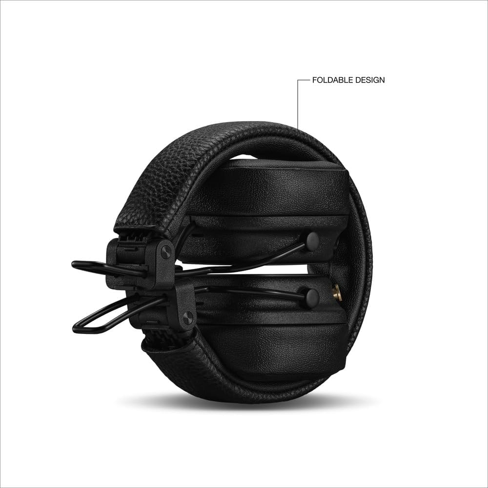 Marshall Major V Wireless On-Ear Headphones, Black, Bluetooth, 100 Hours of Continuous Playback, Qi Charging Compatible, Call Compatible