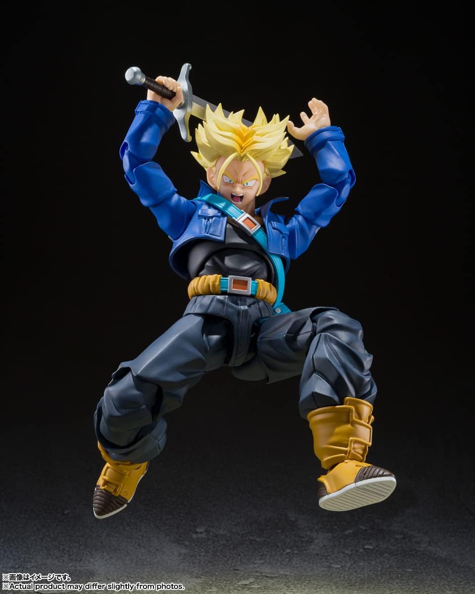 BANDAI SPIRITS S.H. Figuarts Dragon Ball Z Super Saiyan Trunks - Boy From The Future, Approx. 5.5 inches (140 mm), PVC & ABS Pre-painted Action Figure