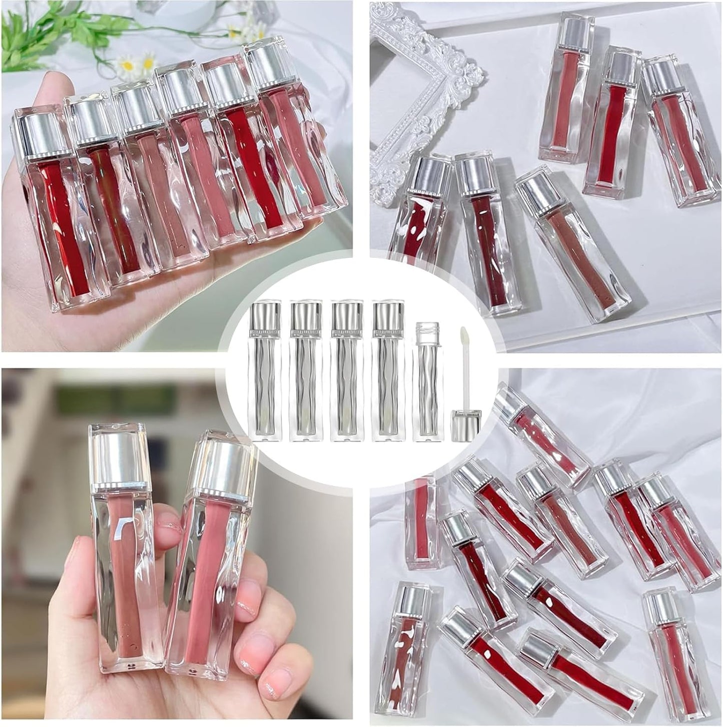 Lip Gloss Tubes 5ml Lipstick Tubes Empty Tubes (Pack of 5) DIY Lip Gloss Clear Cosmetic Storage Containers Plastic Empty Bottles Travel Portable Reusable Lip Gloss Lip Glaze Perfect for Makeup