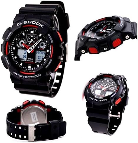 Police Self-Defense Force G-SHOCK Military 20ATM Waterproof Ana-Digi Plastic or Cross Strap Watch for Men (GA-100-1A4 GA-100MC-3A) (GA-100-1A4 (Black Plastic Belt)