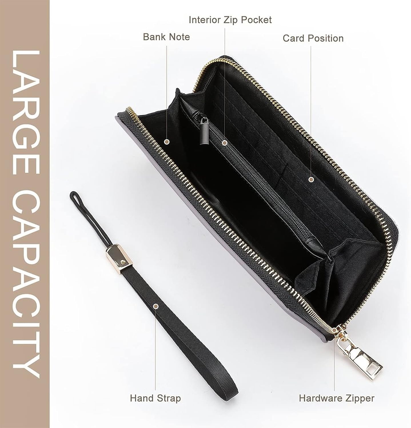 RFSHOP Original God Long Wallet, Anime Wallet, Large Capacity, Popular, Character Card Storage, Goods, Zip Around Gift, Present, PU Leather, Coin Purse, Multi-functional