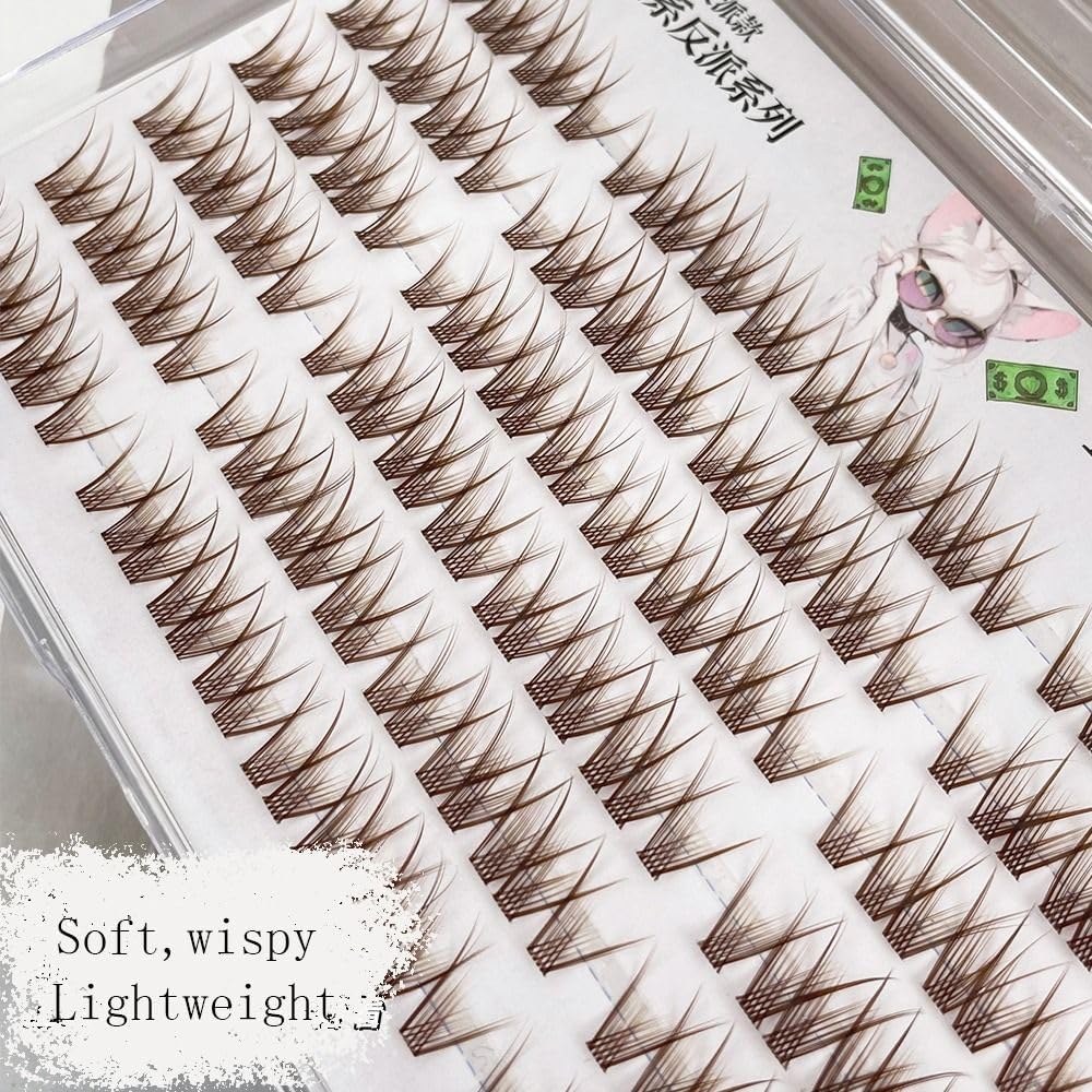 3D Brown False Eyelashes Long Natural Volume Segment Cluster Eyelashes DIY Eyelash Extensions Handmade