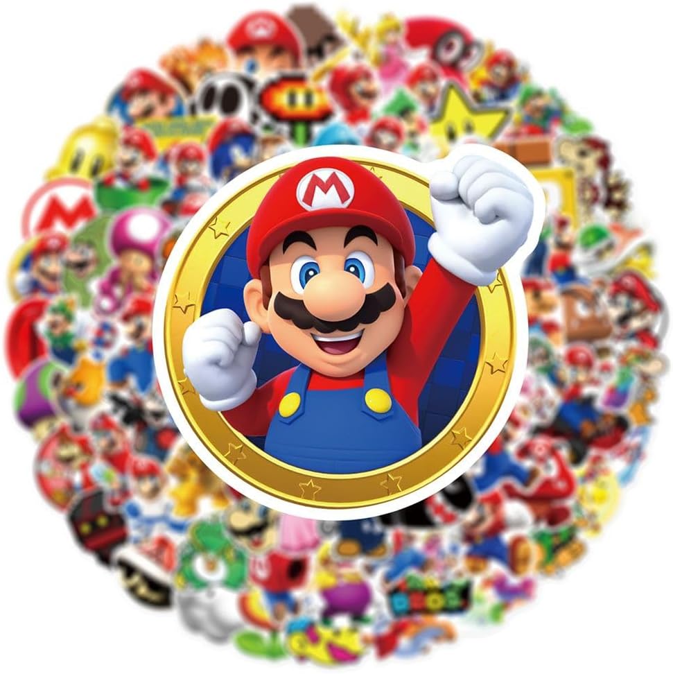 Mario Super Mario Sticker Collection Sticker Set, Anime, Manga, Cute, Notebook, Children's Stickers, Waterproof PVC Stickers, Character Goods, Popular, Pictures, Gift, DIY Decoration, Letter, Mobile