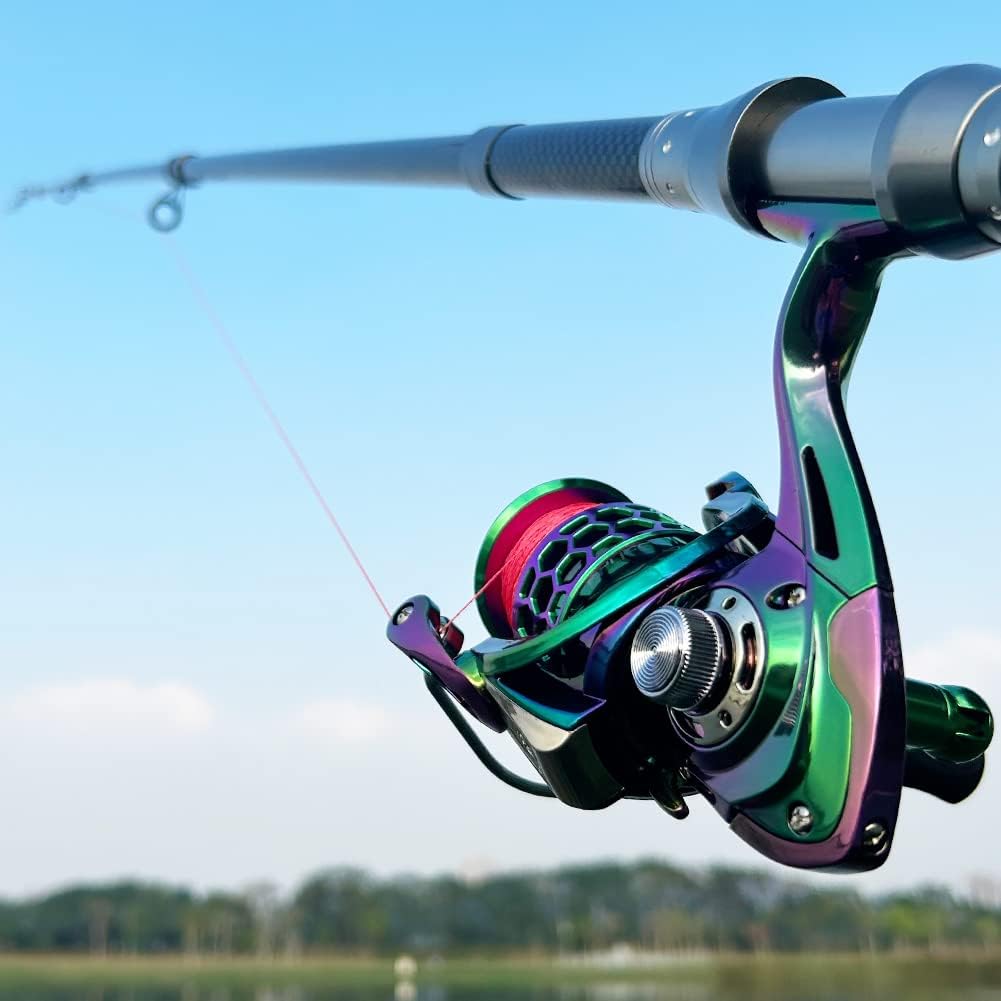 HappyLife Spinning Reel, Fishing Tool, Colorful Smooth Winding, Maximum Drag Force, 7+1BB, Gear Ratio 5.2:1, Left/Right Interchangeable Handle, Lightweight, Strong Drag, Durable, Long Toss, Freshwater