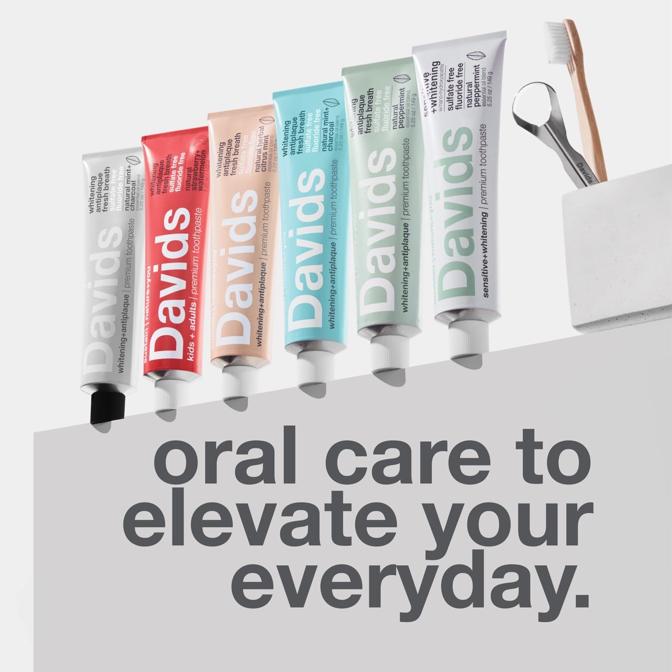 Davids Pasta de dientes sin flúor, blanqueamiento dental, antiplaca, sin SLS (sulfato), promueve la salud del esmalte, desintoxicación de boca y encías, verificado por EWG, menta verde natural, 5.25