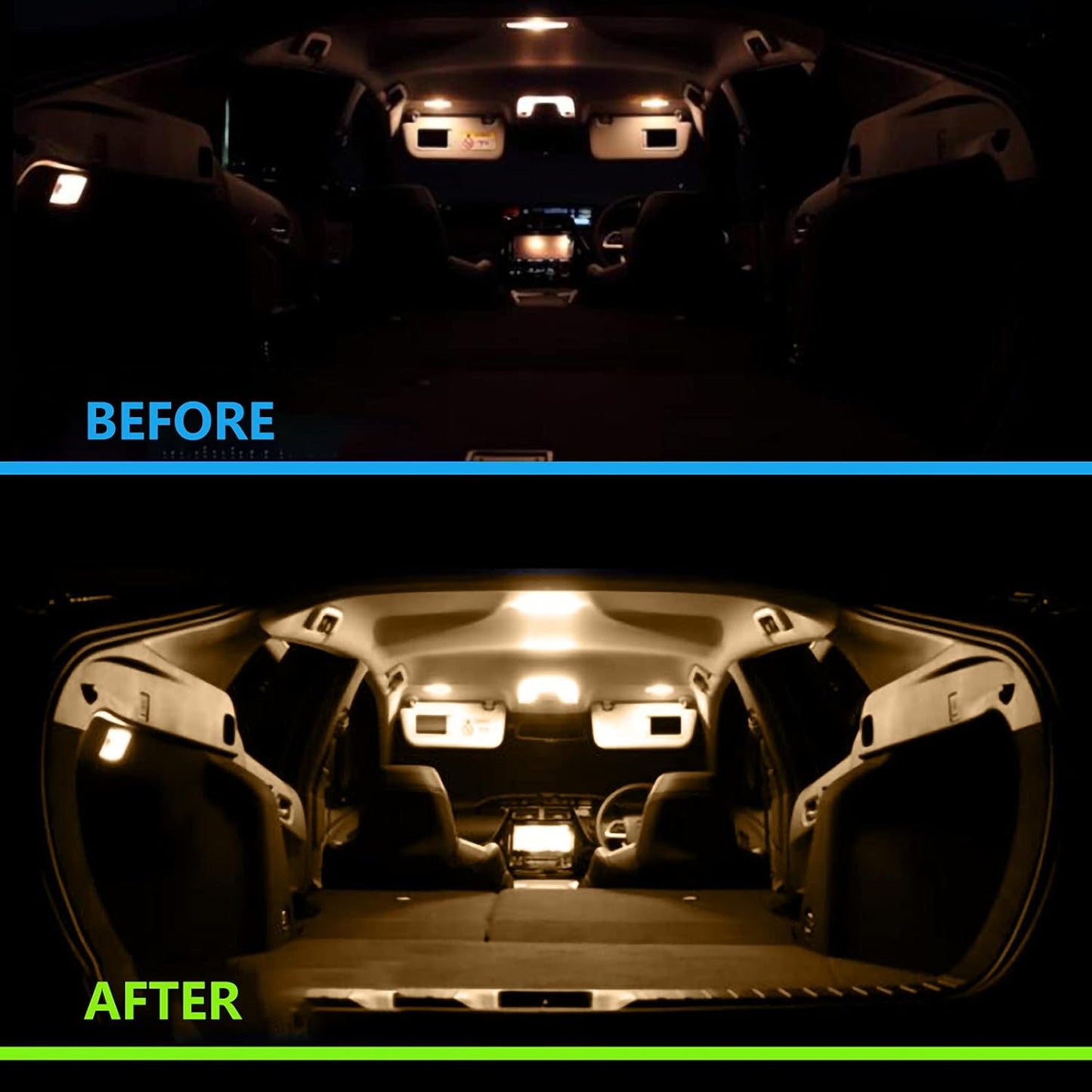 LED Interior Lamp, Light Bulb Color, Custom Design, 3,500 K, Burst Light, 126-Light 3-Chip 5050, Easy Installation, 7-Piece Set