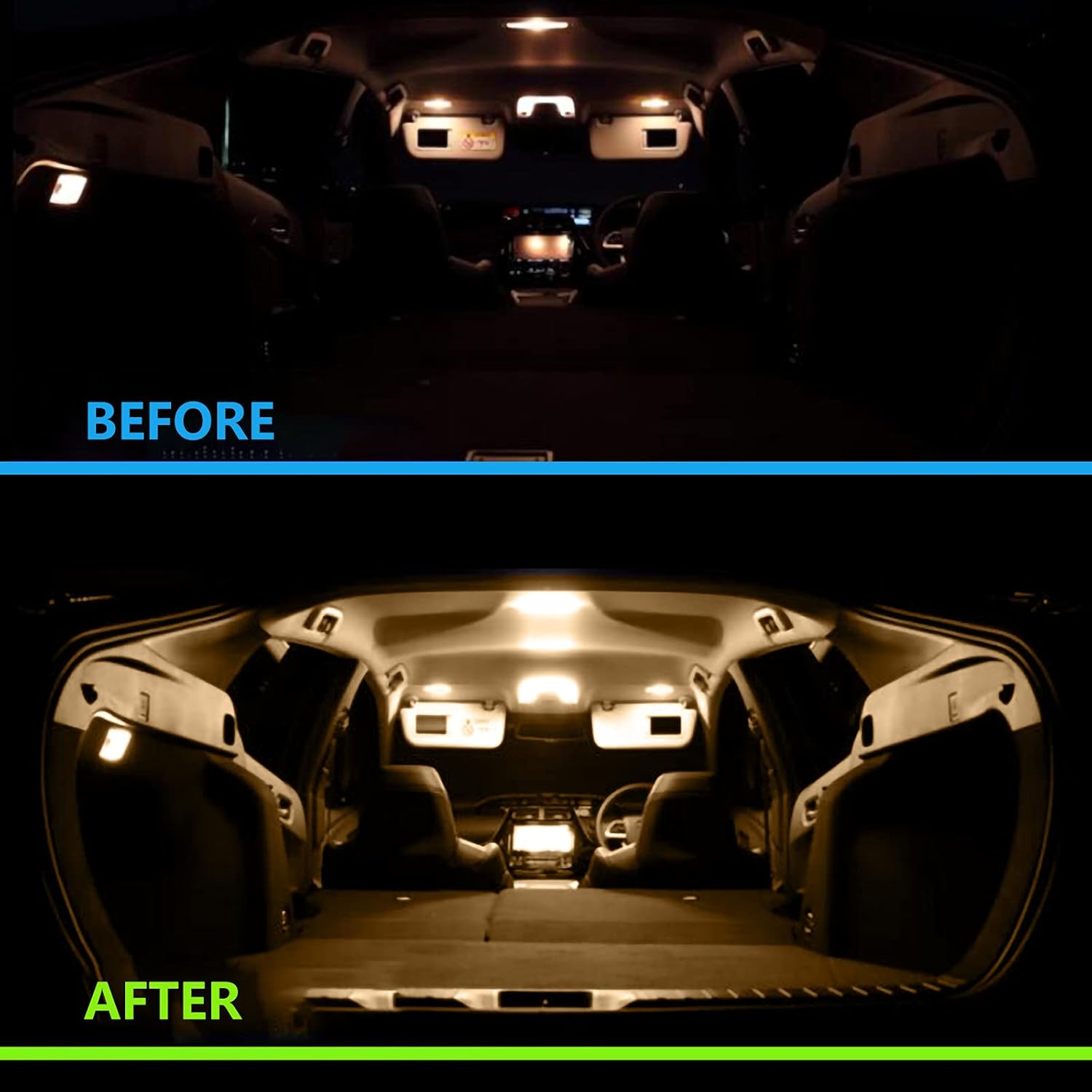 LED Interior Lamp, Light Bulb Color, Custom Design, 3,500 K, Burst Light, 126-Light 3-Chip 5050, Easy Installation, 7-Piece Set