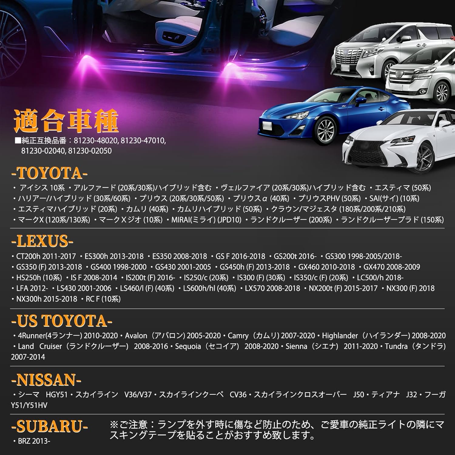 POPMOTORZ LED Courtesy Lamp, Crown Majesta, 180 Series 200 Series, 210 Series Welcome Lamp Door, Courtesy Lamp, Compatible with Vehicle Inspections, Universal, Genuine Replacement, Dedicated Design,