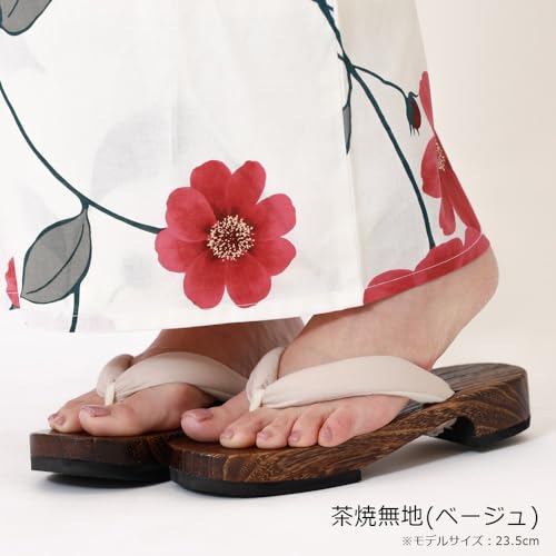 Kyoto Kimono Yuzen Geta Clogs, Women's, Yukata Accessories, Hemp Leaves, Solid Color, Dull Color