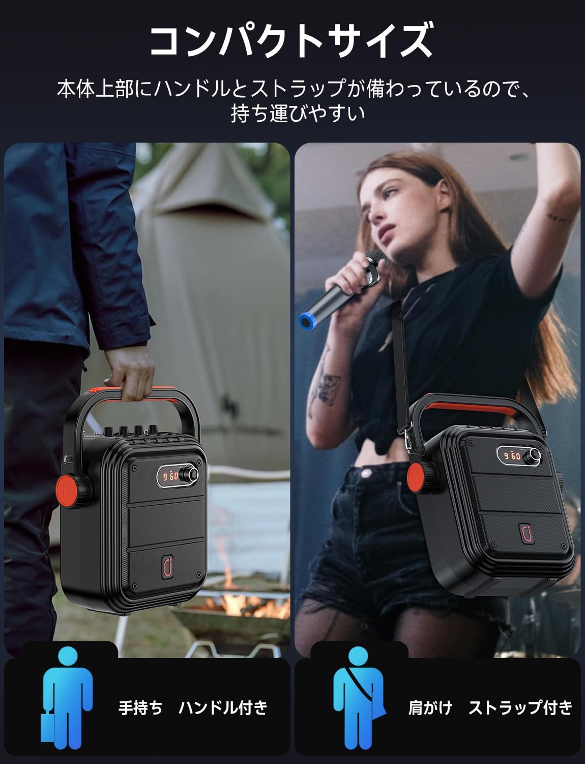 JYX Wireless Microphone Speaker Set Amplifier Bluetooth 5.0 Compatible with Enhanced Bass Function Rechargeable Portable Suitable for Home Parties, Karaoke, Street Speeches, Conferences, School Events
