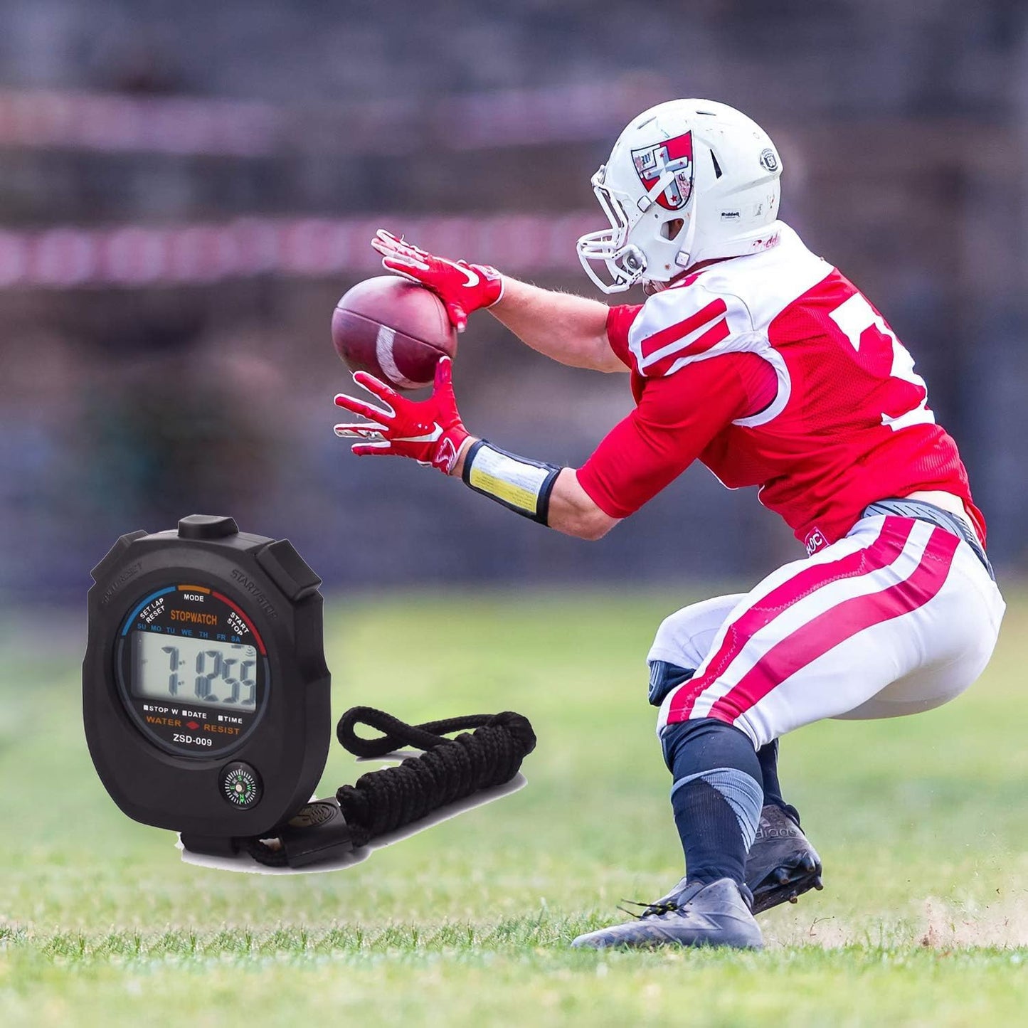 Cluoling Stopwatch Sports Digital Watch Timer Waterproof Wristwatch with 0.01 Second Referee and Training Stopwatch Timer Strap and Battery