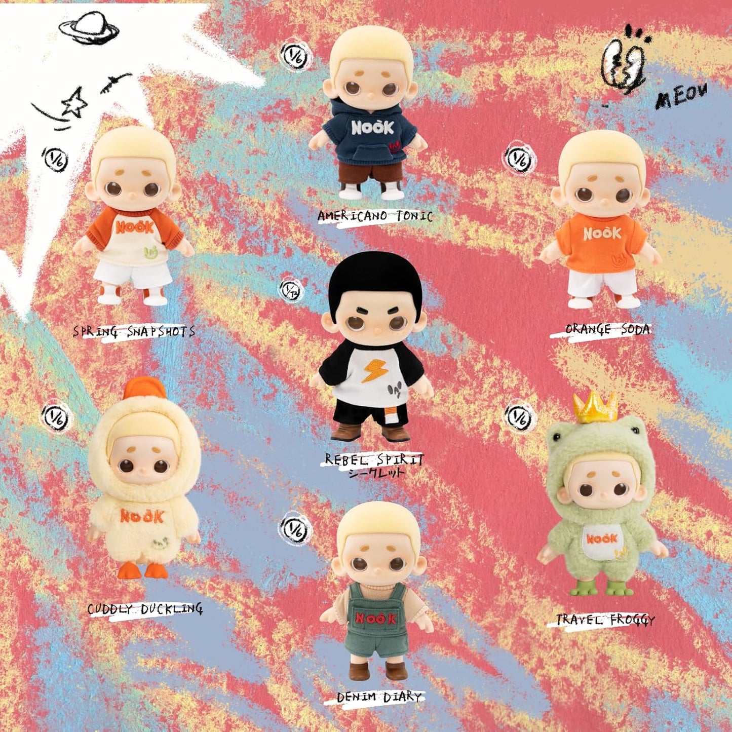 52TOYS BLINDBOX NOOK Plush Toy Blind Box Vol. 1 "OOTD" Vinyl Face Plush, Replaceable Plush Doll Collection Mofu Painted Gacha Soft Vinyl Doll, Collector, Birthday, Christmas Gift (Set of 1)