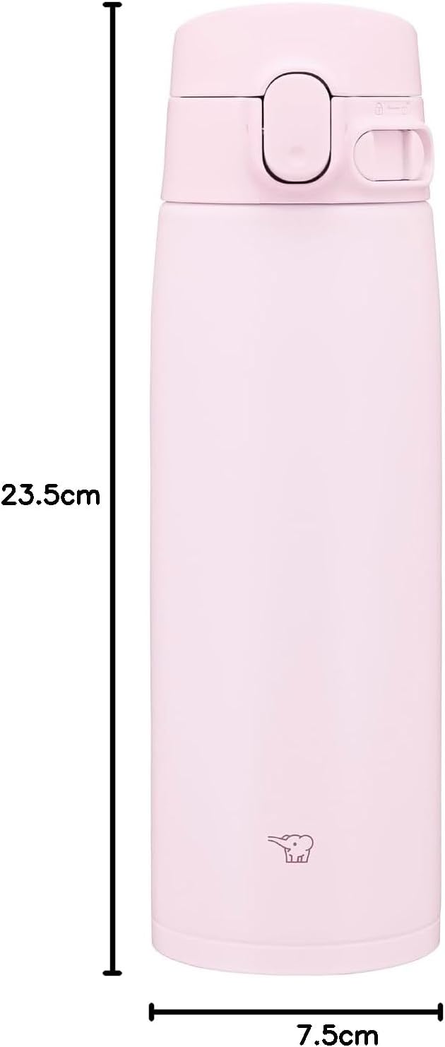 Zojirushi Large Capacity Water Bottle, 600ml (20.3 fl oz), [Selectable Size], Easy to Clean, Seamless Straw, 3-Point Cleaning, Sports Drink OK, Keeps Hot and Cold, One-Touch, Soft Pink SM-VB60-PM