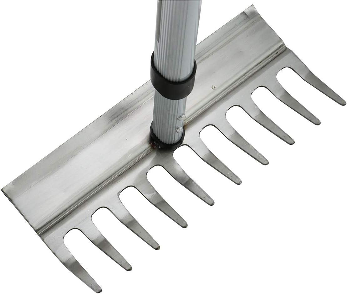 SENKICHI Telescopic Stainless Steel Rake, 1,300mm (shortest length: 800mm)