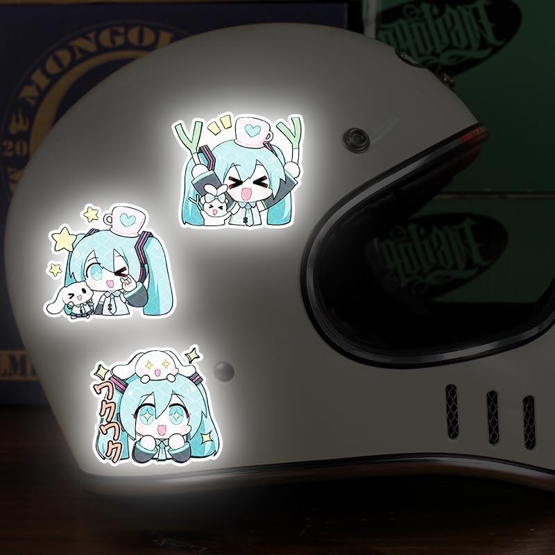 MIKU Car Stickers, 6-Piece Set, Reflective Stickers, Car Stickers, Character Stickers, DIY, Cute, Popular, Decoration, Anime Goods, Waterproof Stickers, Cute Goods, Cars, Car Decoration, Unofficial