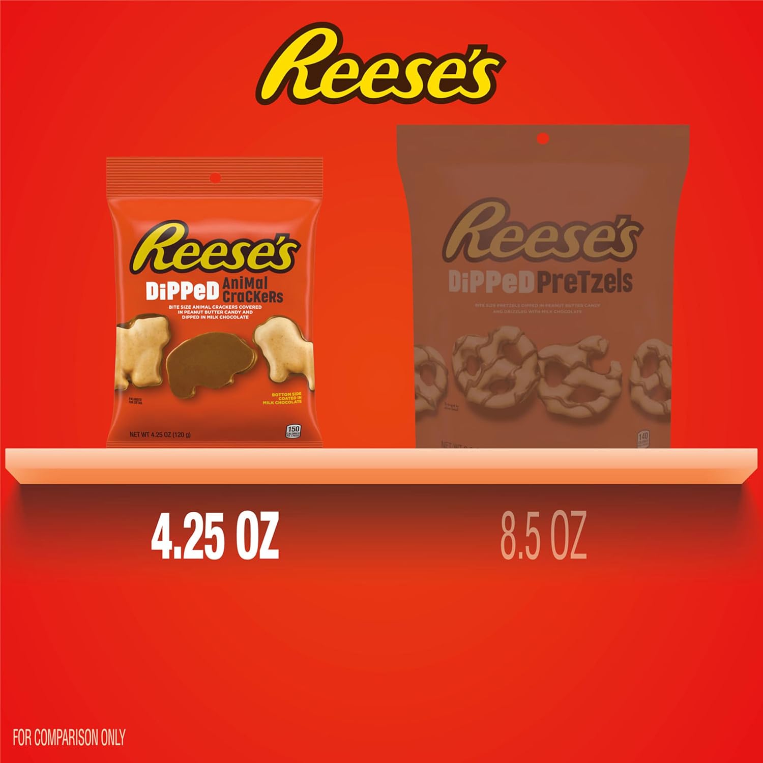 REESE'S Mantequilla de maní de chocolate sumergida, bolsa de galletas de animales, 4.25 oz