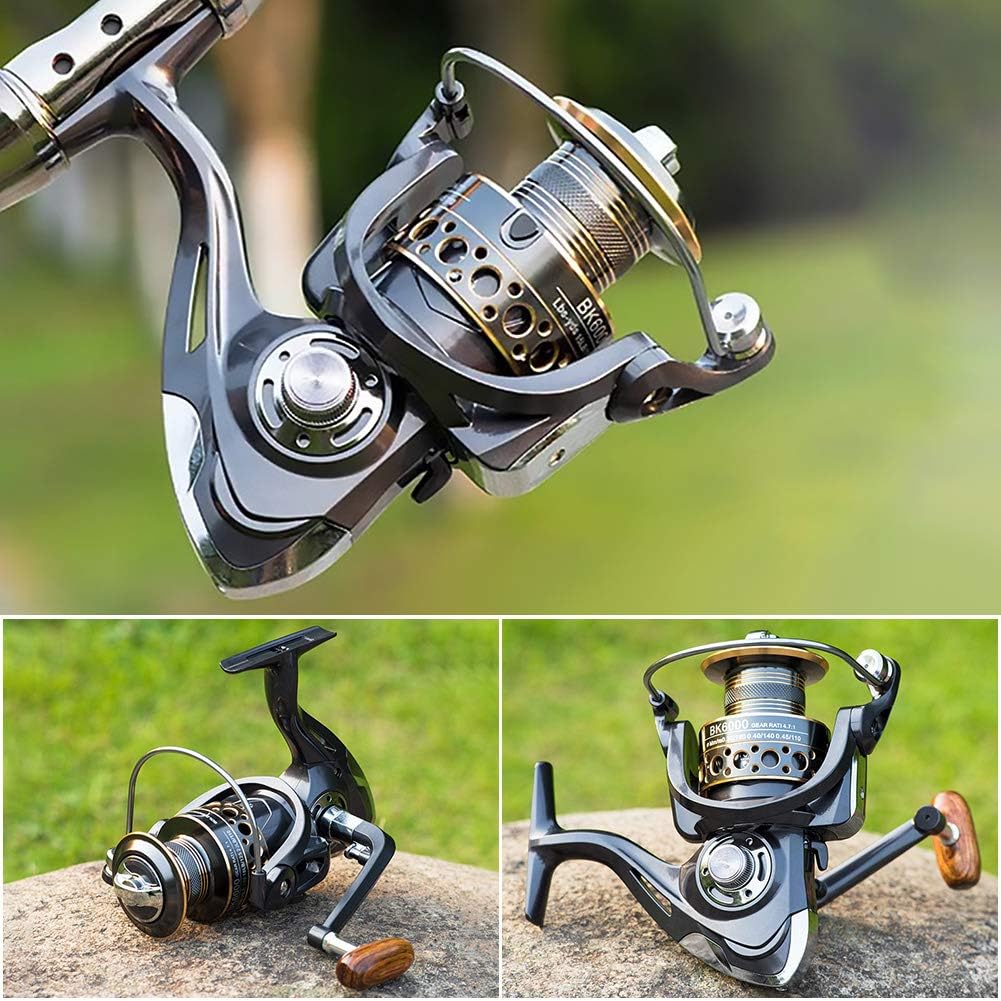 HappyLife Spinning Reel, Smooth Winding Feel, Recommended for Beginners, For Kids, Adults, Maximum Drag Force 55.1 lbs (25 kg), Left and Right Interchangeable Handle, Gear Ratio: 4.7: 1/5.2:1,