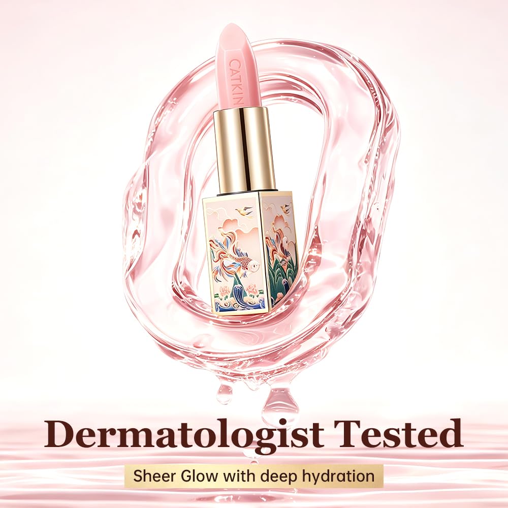 CATKIN Bálsamo labial tintado con purpurina para labios ultra hidratante, humectante labial, cuidado de labios con vitamina E nutritivo para labios agrietados y secos, 0.12 onzas, C15 Destiny, rojo