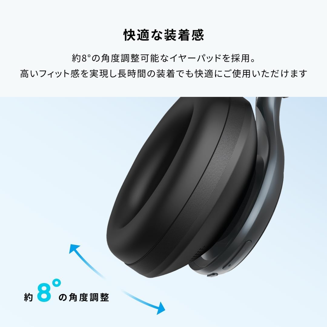 Anker Soundcore Space One (Bluetooth 5.3 Wireless Headphones) Ultra Noise Cancelling 2.0 / Up to 55 Hours Music Playback / LDAC / High Resolution Support (Wireless/Wired), Multi-Point Compatible, External Sound Capture, Built-in Microphone, Blue