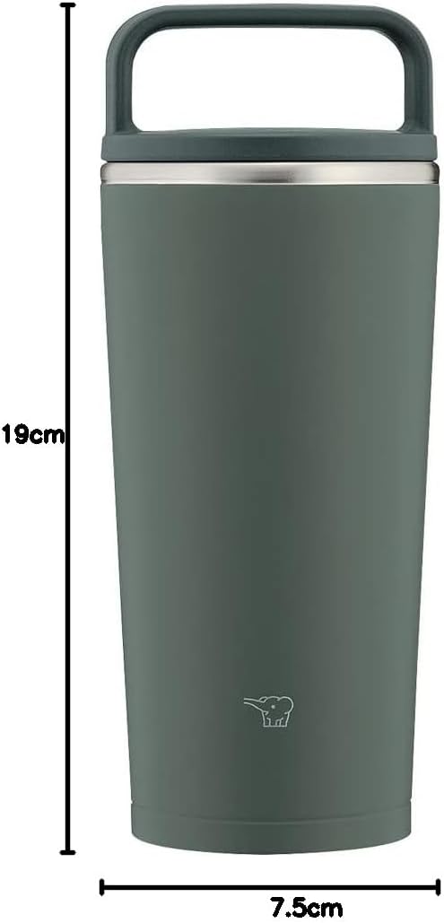 Zojirushi SX-JA30-HM Water Bottle, Lid-Attached Tumbler, Carry Tumbler, Portable, Seamless Seal, Handle Type, 300ml, Forest Gray, Integrated Lid and Gasket, Easy to Clean, Only 2 Parts to Wash
