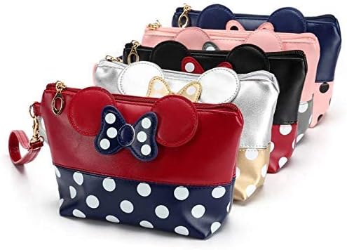 Mickey Make-Up Storage Bag, Women's PU Travel Bag with Bowknots, Premium Quality Large Toiletry Bag, Organiser for Women