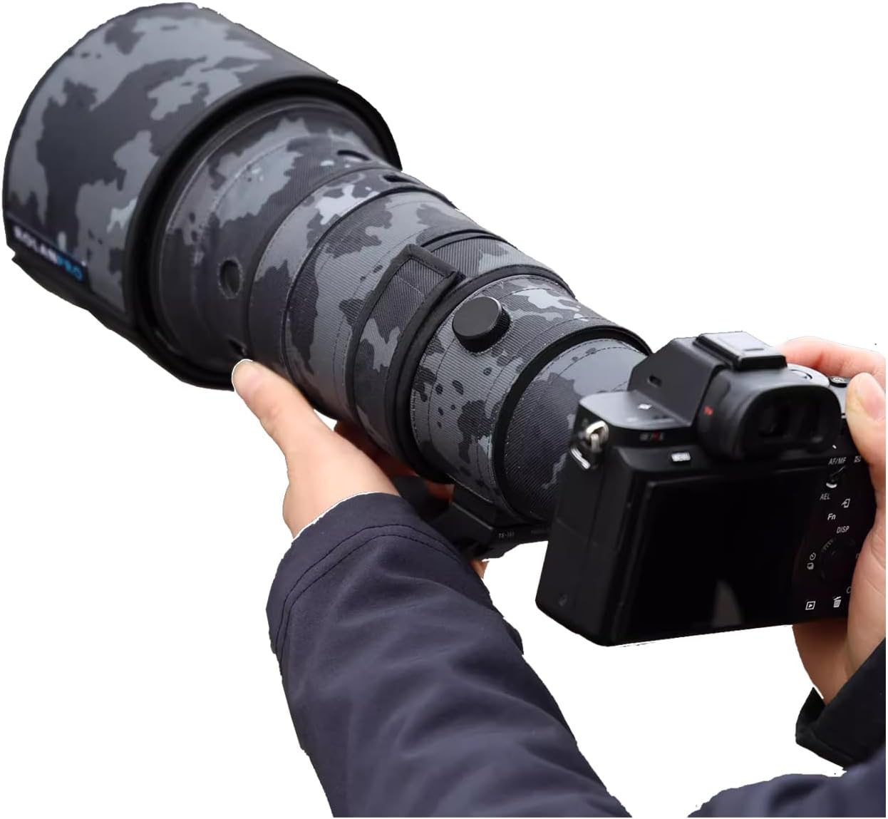 Rolanpro Lens Cover, Camouflage Coat for Sigma 500mm F/5.6 DG DN OS ROorts, Triple Layer Protection, dark black camo, Modern