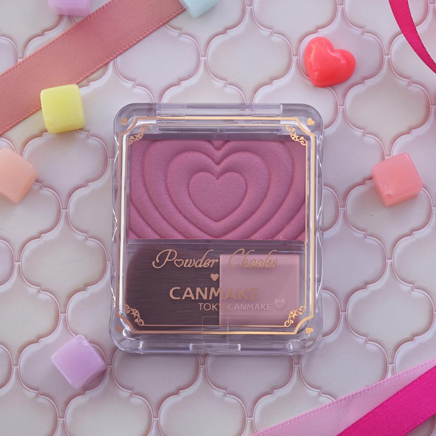 Canmake Powder Cheeks P02 Little Shy Pink, 0.07 oz (1.8 g), Teak Transparent, Clear, Glossy, Pink