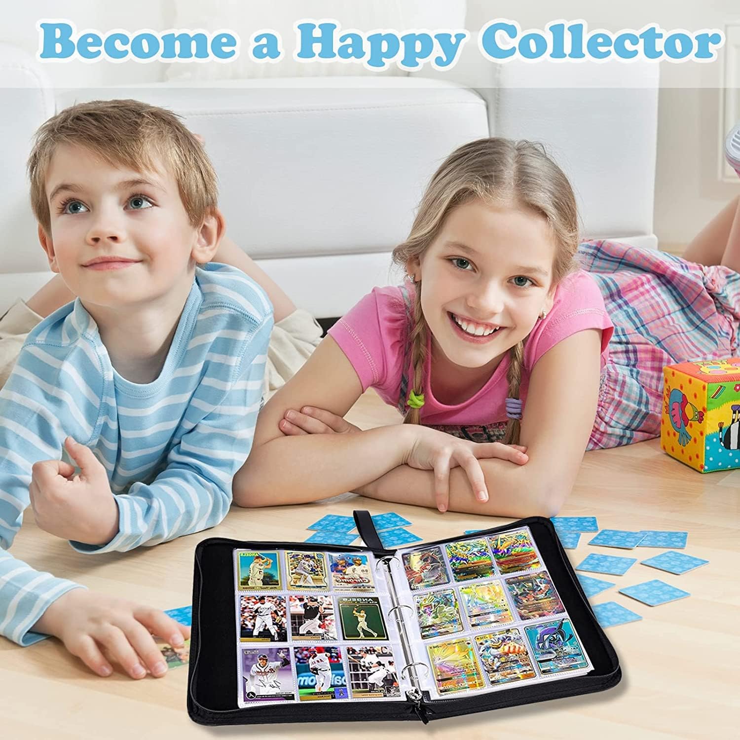 LIUDU Card Files, Trading Card File Binders, 50 Pieces, 9 Pocket Refills, 900 Card Storage, Supports 2 Holes, 3 Holes, 4 Holes, Pocket Size 2.7 x 3.5 inches (6.8 x 9 cm), Double Sided Storage,