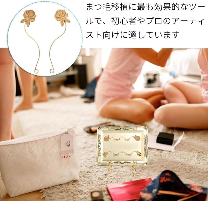 4pcs Flake Eyelash Display Stand Grafting Eyelash Fitting Device Eyelash Display Stand Eyelash Pattern Display Strip Magnetic Display Board Eyelash Shop Fitting Strip (2 Quatrefoil + 2*Rose)