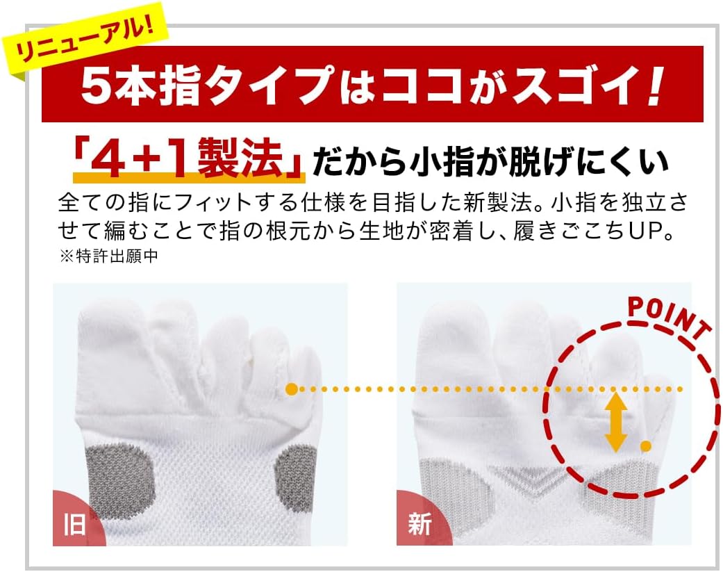 phiten Foot Socks 5 Toe Socks, Sports Socks, Women's, Men's, 8.7 - 9.4 inches (22 - 24 cm), 9.8 - 10.6 inches (25 - 27 cm), 10.6 - 11.4 inches (27 - 29 cm), Made in Japan, Foot Arch Support, Ankle