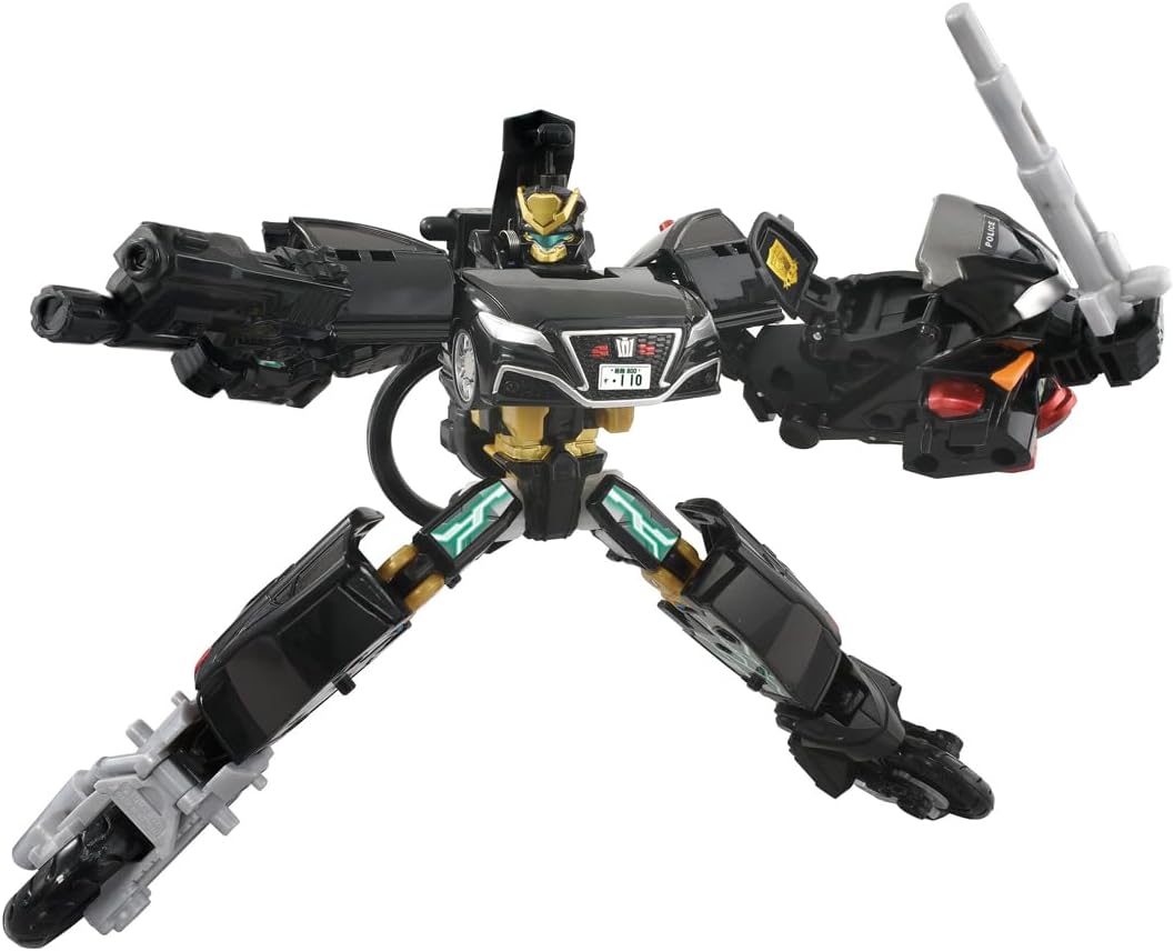 Takara Tomy Tomica Job Braver TJBDX Unite Police Braver ZERO Undercover Patrol Car & Black Bike Combination Set Mini Car Toy Ages 3 and Up