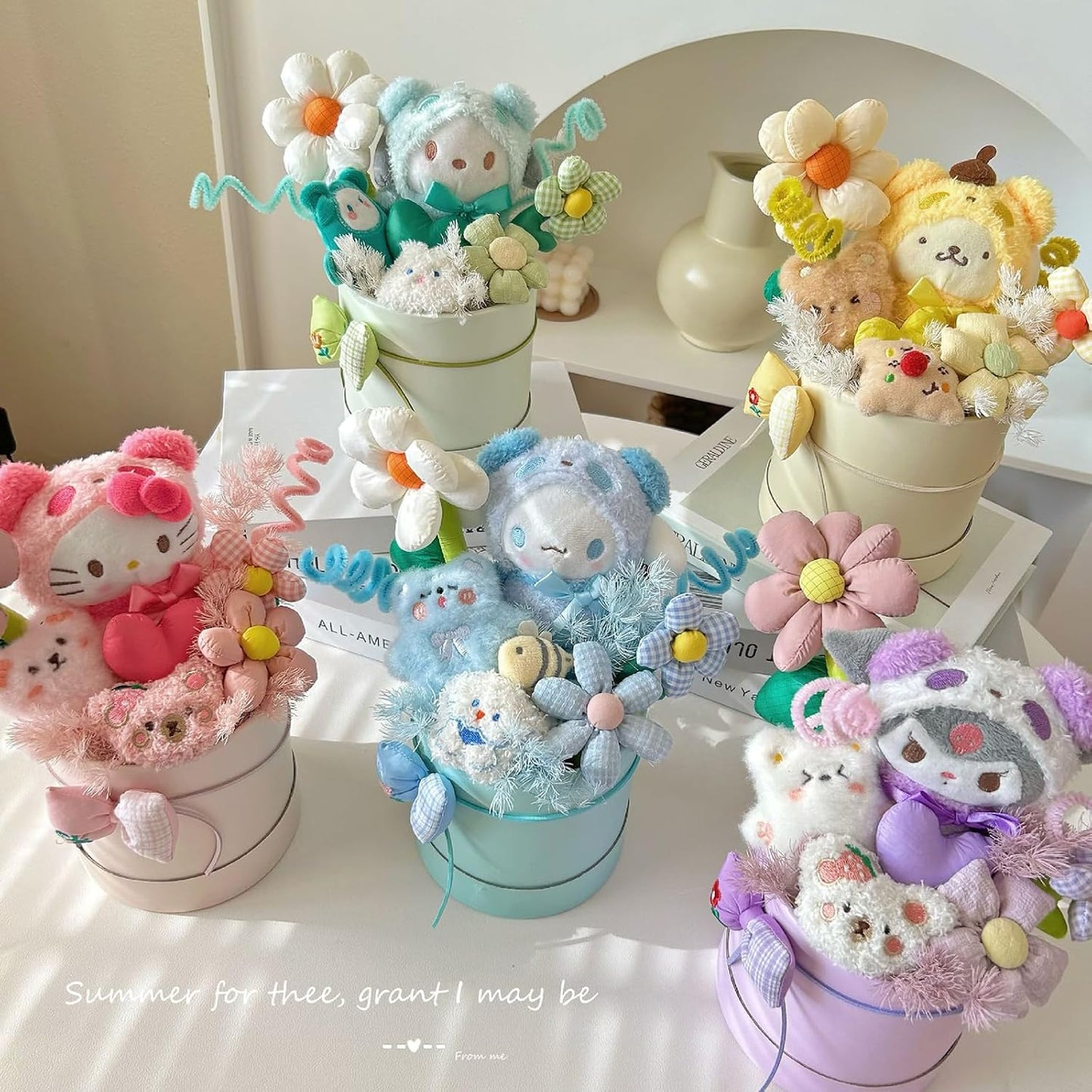 Sanrio Bouquet, Plush Bouquet, Bouquet, Gift, Cute Plush, Popular, Birthday Gift, Creative Present, Interior Decoration, Cute, Never Wither, Artificial Flowers, Gift, Message Card, Get Well Present